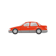 Red car, side view vector Illustration on a white background