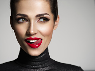 Young woman with bright face expression.