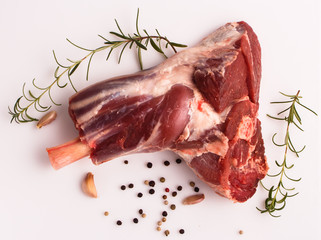 fresh lamb meat on a white background