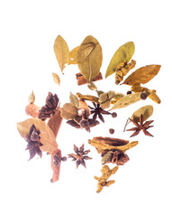 Flying spices isolated