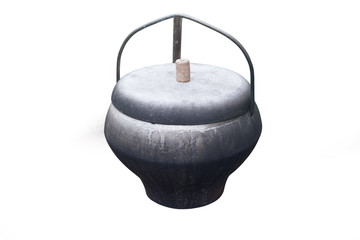 cast-iron cauldron isolated on a white background