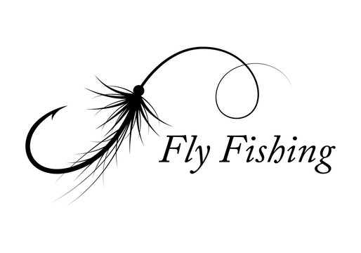 graphic fly fishing, vector