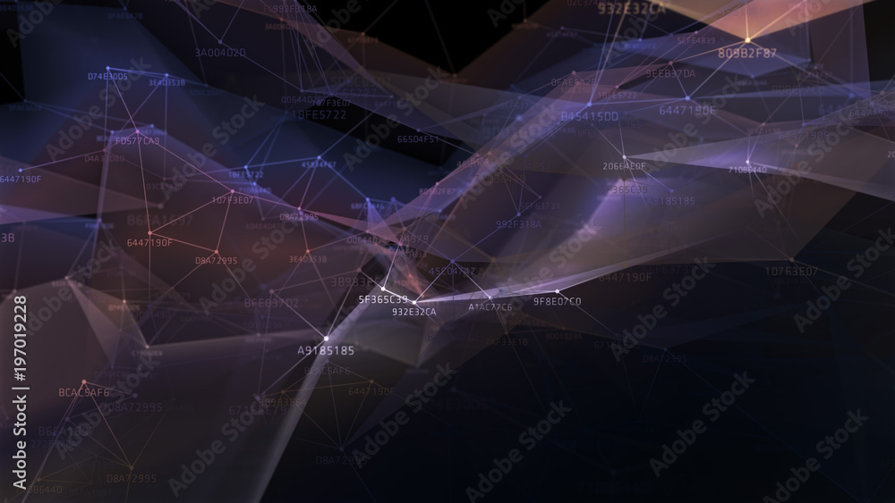 Poster block chain network and programming concept on technology background. blockchain , cryptocurrencies 