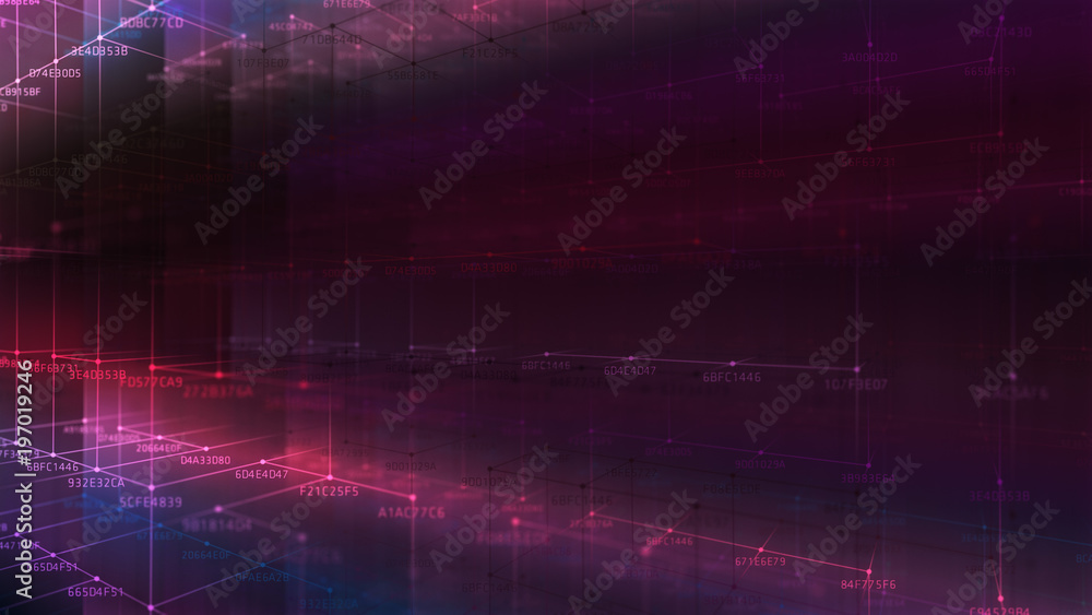 Poster block chain network and programming concept on technology background. blockchain , cryptocurrencies 