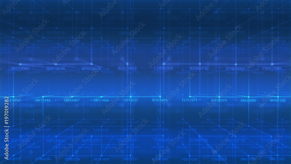 Poster block chain network and programming concept on technology background. blockchain , cryptocurrencies 