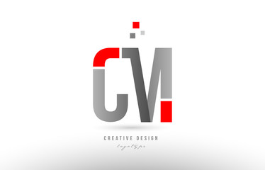 red grey alphabet letter cm c m logo combination icon design - obrazy, fototapety, plakaty