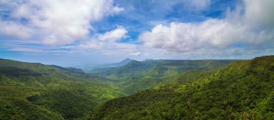 Fototapeta na wymiar Panoramic view of Black River Gorges National Park, Gorges Viewpoint in Mauritius