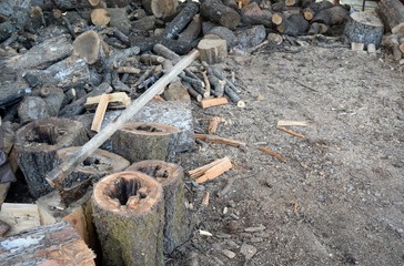 Axe for cutting firewood. The bark of an old tree.Natural texture.Marmaris.Turkey 