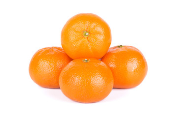 Group of ripe fresh juicy tangerines or mandarines isolated on white background