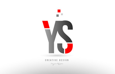 red grey alphabet letter ys y s logo combination icon design