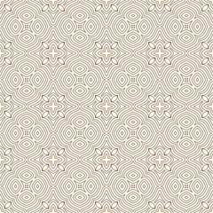 Outline seamless pattern with floral motif. Ornamental abstract background. Ethnic and tribal print.