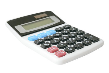 Digital calculator electronic isolated on white background. Clipping path included