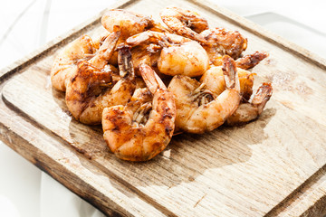Grilled prawns close up