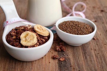 healthy granola with milk