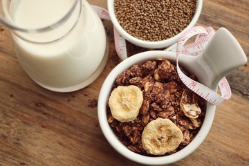 healthy granola with milk