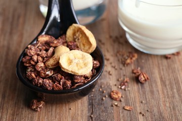 healthy granola with milk