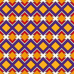 African style seamless pattern with geometric figures. Repeated diamond ornamental background. Ethnic and tribal motif