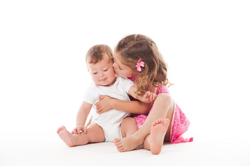 Two sisters isolated