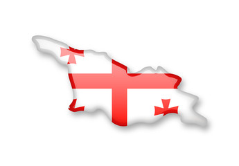 Georgia flag and outline of the country on a white background.