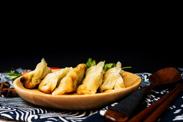 Chinese food Fried dumplings on plate
