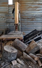 Wood cutting machine. Sawn wood machine.The bark of an old tree.Natural texture.Marmaris.Turkey 