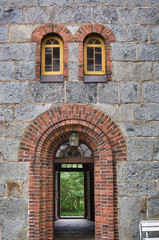 a doorway and windows of an old church from the 16th century