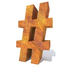 Obraz premium Conceptual old rusted metal font or type, iron or steel industry piece isolated white background. Educative rusty material, aged vintage surface, worn damaged object as 3D illustration rough surface