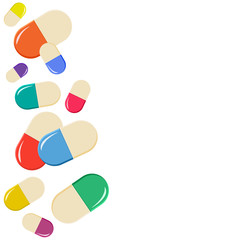 Medical background with colorful pills. Vector illustration