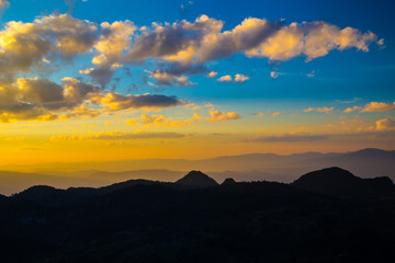 Mountain landscape sunset silhouette nature scene