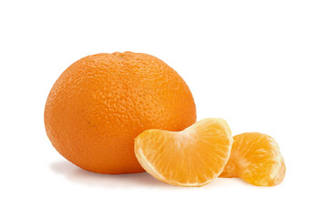 ripe tangerine on a white background