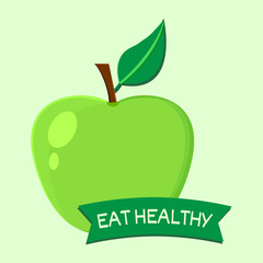 Eat healthy. Fruits. Apple. One page of set. Vector illustration