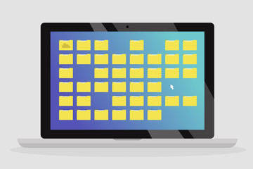 Folders on the desktop. Working on a computer. Technology. Concept. Flat editable vector illustration, clip art