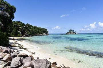 Hidden beaches on the Seychelles. Clearest water with the most beautifully white sand. 