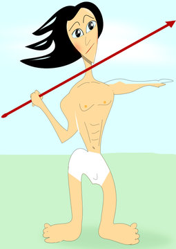 Atleta lanzando flecha.