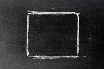 White chalk hand drawing in blank square shape on blackboard background