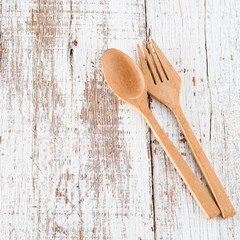 Wooden spoon on wood table
