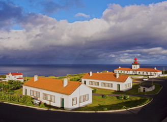 Fototapeta na wymiar Farol das Lajes, lighthouse, Lajes das Flores, Flores Island, Azores, Portugal