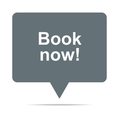 Graue Sprechblase mit Book now