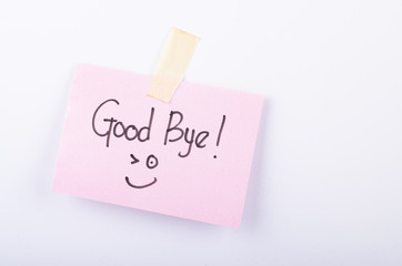 GOOD BYE word written by hand  over white background