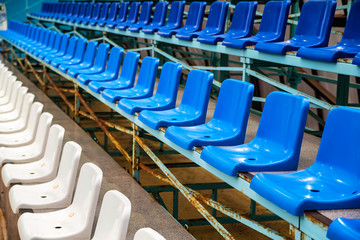 Empty blue stadium seats