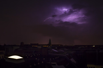 Stormy cityscape view