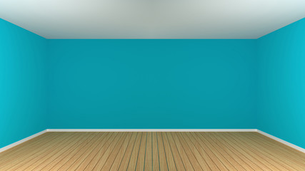 Empty turquoise color modern achitecture room interior for fill text of furniture.