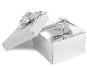 Isolated silver gift box on white background