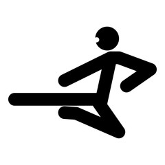 Ninja with kick stick icon black color illustration flat style simple image
