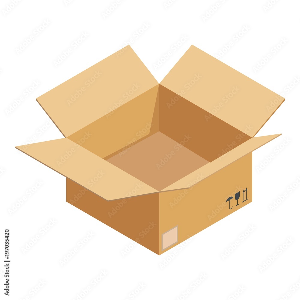 Poster empty box icon. isometric illustration of empty box vector icon for web