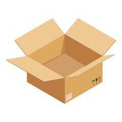 Empty box icon. Isometric illustration of empty box vector icon for web