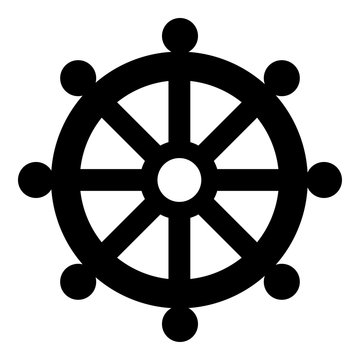 Symbol budhism wheel law religious sign icon black color illustration flat style simple image