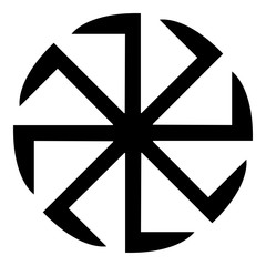 Slavic slavonis symbol Kolovrat sign sun icon black color illustration flat style simple image - obrazy, fototapety, plakaty
