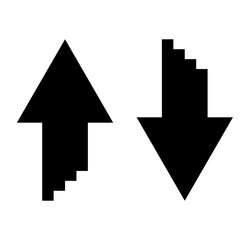 Two arrows with sumulation 3d effect for upload and download icon black color illustration flat style simple image