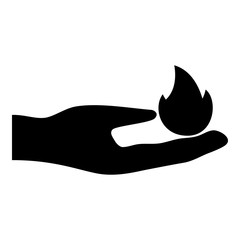 Hand in fire icon black color illustration flat style simple image